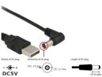 DELOCK καλώδιο USB σε DC 5.5 x 2.1mm 83578, γωνιακό, 1.5m, μαύρο - 4043619835782 - Image 2