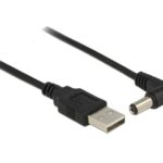DELOCK καλώδιο USB σε DC 5.5 x 2.1mm 83578, γωνιακό, 1.5m, μαύρο - 4043619835782