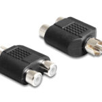 DELOCK αντάπτορας από 2x RCA θηλυκό σε 1x RCA αρσενικό 84499, μαύρος - 4043619844999