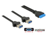 DELOCK καλώδιο USB 3.0 19 pin header (F) σε 2x USB 3.0 (F) 85244, 80cm - 4043619852444