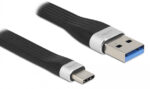 DELOCK καλώδιο USB 3.2 σε USB-C 85771, 3A, 5Gbps, FPC, 13.5cm, μαύρο - 4043619857715