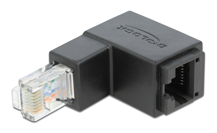 86423 DELOCK αντάπτορας RJ45 86423, CAT 6 UTP, γωνιακός 90°, μαύρος - 4043619864232 - Image 1
