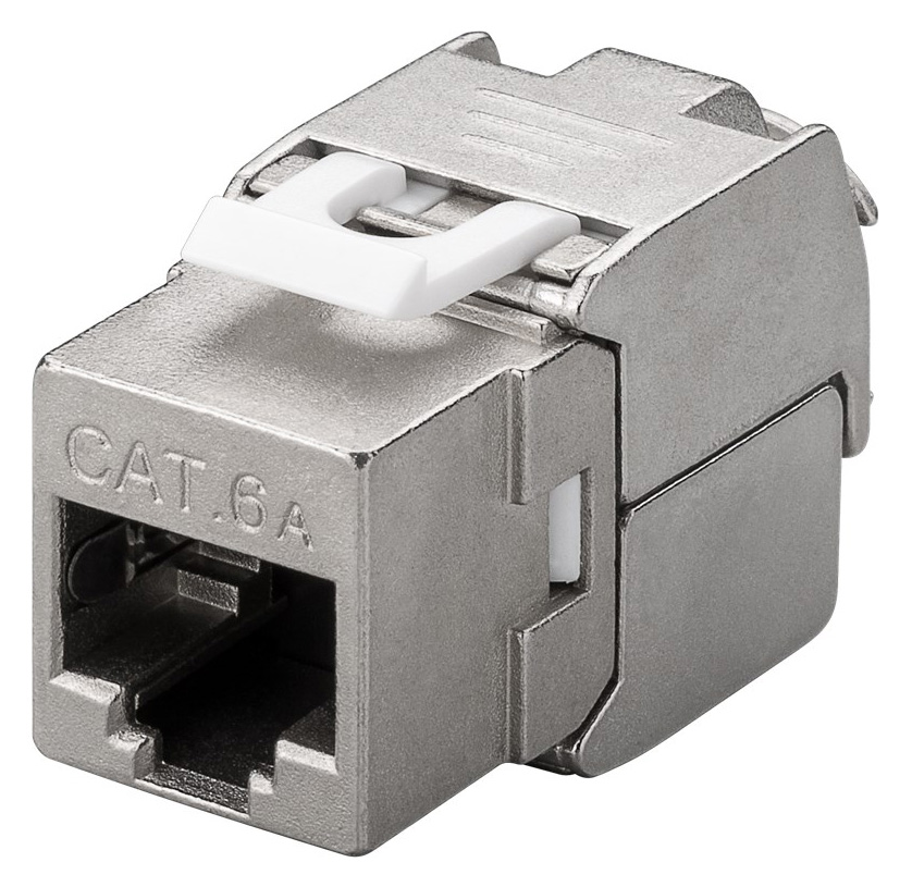 90864 GOOBAY Keystone module RJ45 CAT 6A 90864, STP, 500 MHz, slim-line, ασημί - 4040849908644 - Image 1