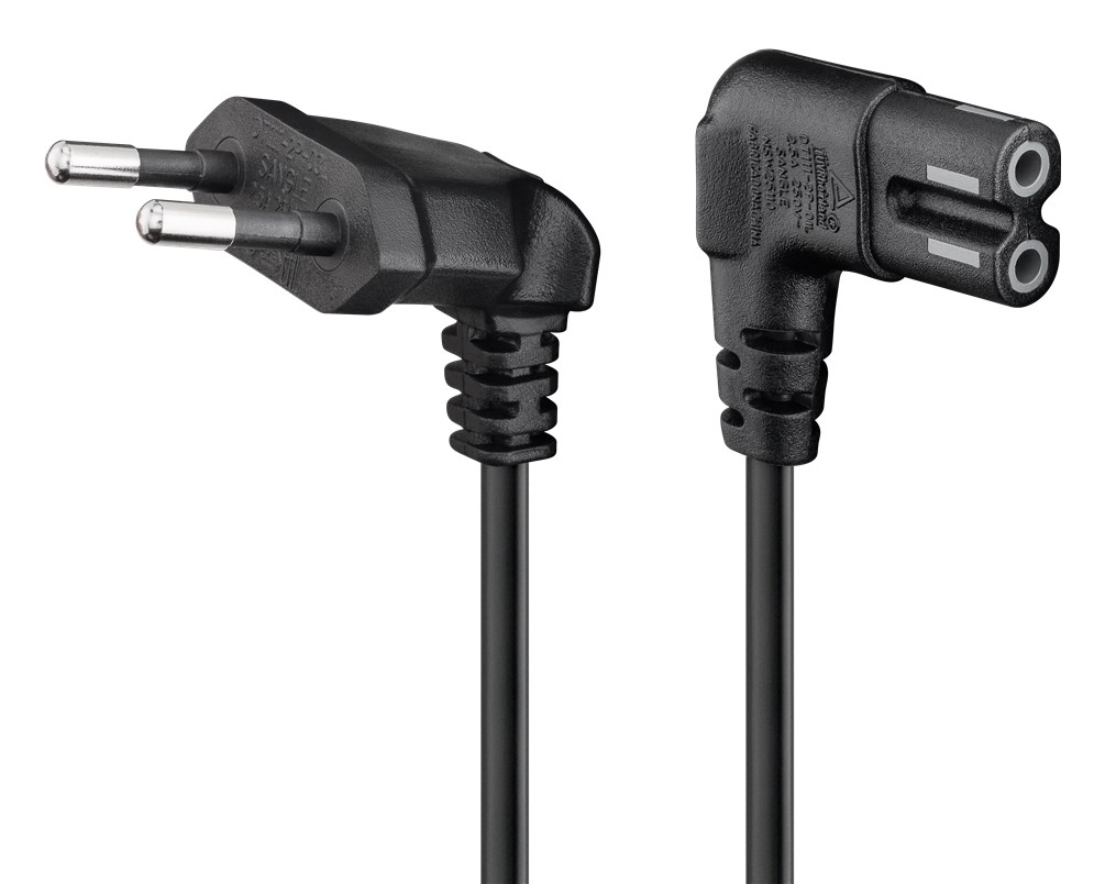 97350 GOOBAY καλώδιο τροφοδοσίας Euro 97350, γωνιακό, 2x0.75 mm², 2m, μαύρο - 4040849973505 - Image 1