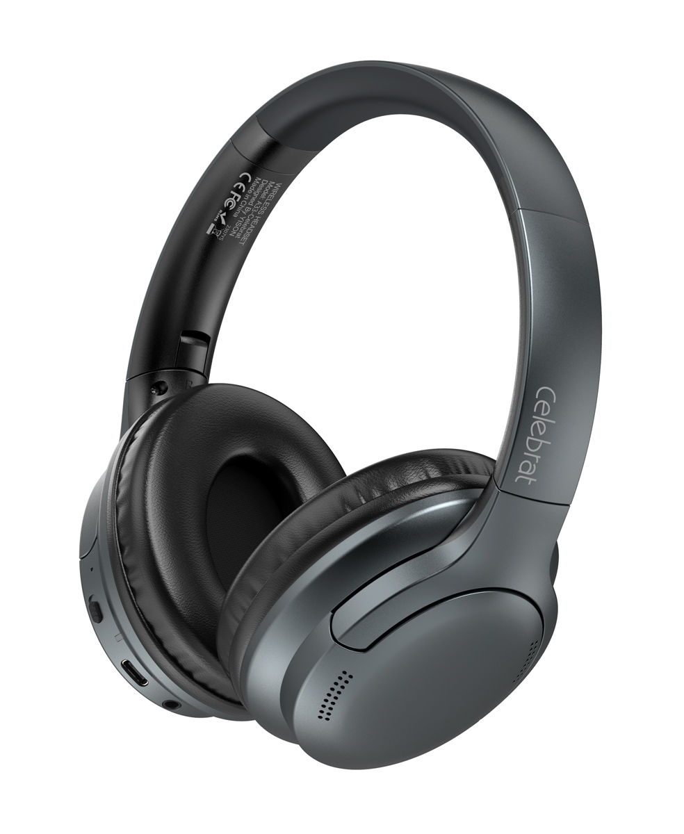 A33-BK CELEBRAT headphones A33, ασύρματα & ενσύρματα, ANC, 40mm, 300mAh, μαύρα - 6925146988897 - Image 1