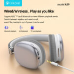 CELEBRAT headphones A39, ασύρματα & ενσύρματα, micro SD, 40mm, 400mAh, μαύρα - 6925146988989 - Image 2