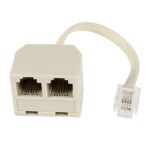 POWERTECH αντάπτορας RJ11 4P4C αρσενικό σε 2x θηλυκό ADA-T001, λευκός - 5210131009628
