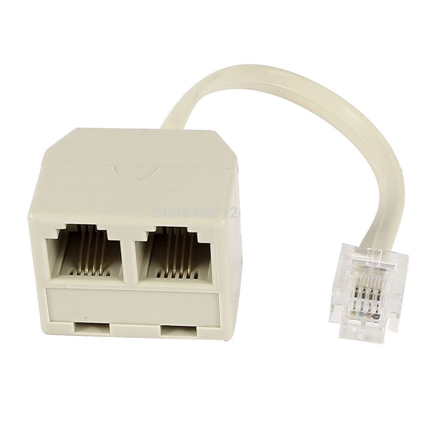 ADA-T001 POWERTECH αντάπτορας RJ11 4P4C αρσενικό σε 2x θηλυκό ADA-T001, λευκός - 5210131009628 - Image 1