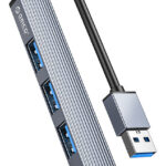 ORICO USB hub AH-A13, 4x θυρών, USB 3.0, 5Gbps, USB σύνδεση, γκρι - 6942227107824