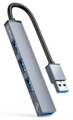 ORICO USB hub AH-A13, 4x θυρών, USB 3.0, 5Gbps, USB σύνδεση, γκρι - 6942227107824