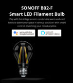 SONOFF Smart λάμπα LED Filament B02-F-A60, Wi-Fi, 7W, E27, 2200K-6500K - 6920075776140 - Image 2