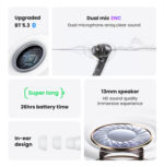 USAMS earphones με θήκη φόρτισης US-XD19, TWS, ENC, Φ13mm, λευκά - 6958444904726 - Image 2