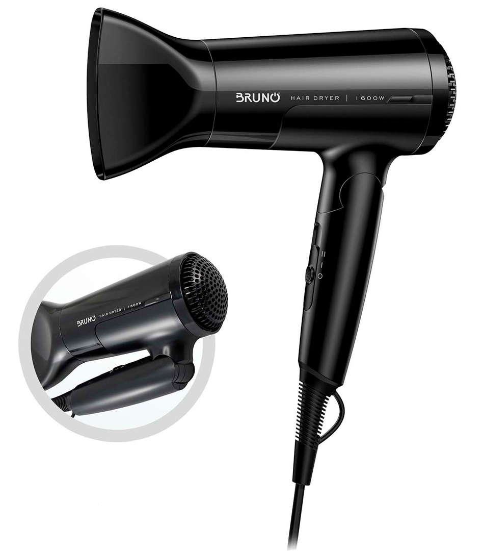 BRN-0153 BRUNO σεσουάρ μαλλιών BRN-0153, 1600W, αναδιπλούμενη λαβή, μαύρο - 5210131075708 - Image 1