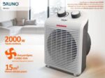 BRUNO 2 σε 1 αερόθερμο δωματίου BRN-0211, 2000W, με ανεμιστήρα, λευκό - 5210131106846 - Image 2