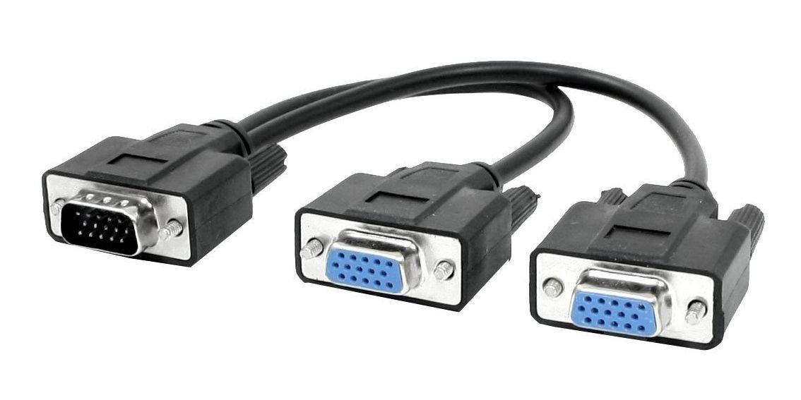 CAB-G014 POWERTECH VGA splitter CAB-G014, 2 σε 1, HD, 0.2m, μαύρο - 5210131032787 - Image 1