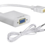 POWERTECH αντάπτορας HDMI σε VGA CAB-H072, καλώδιο 3.5mm, 0.20m, λευκός - 5210131021972