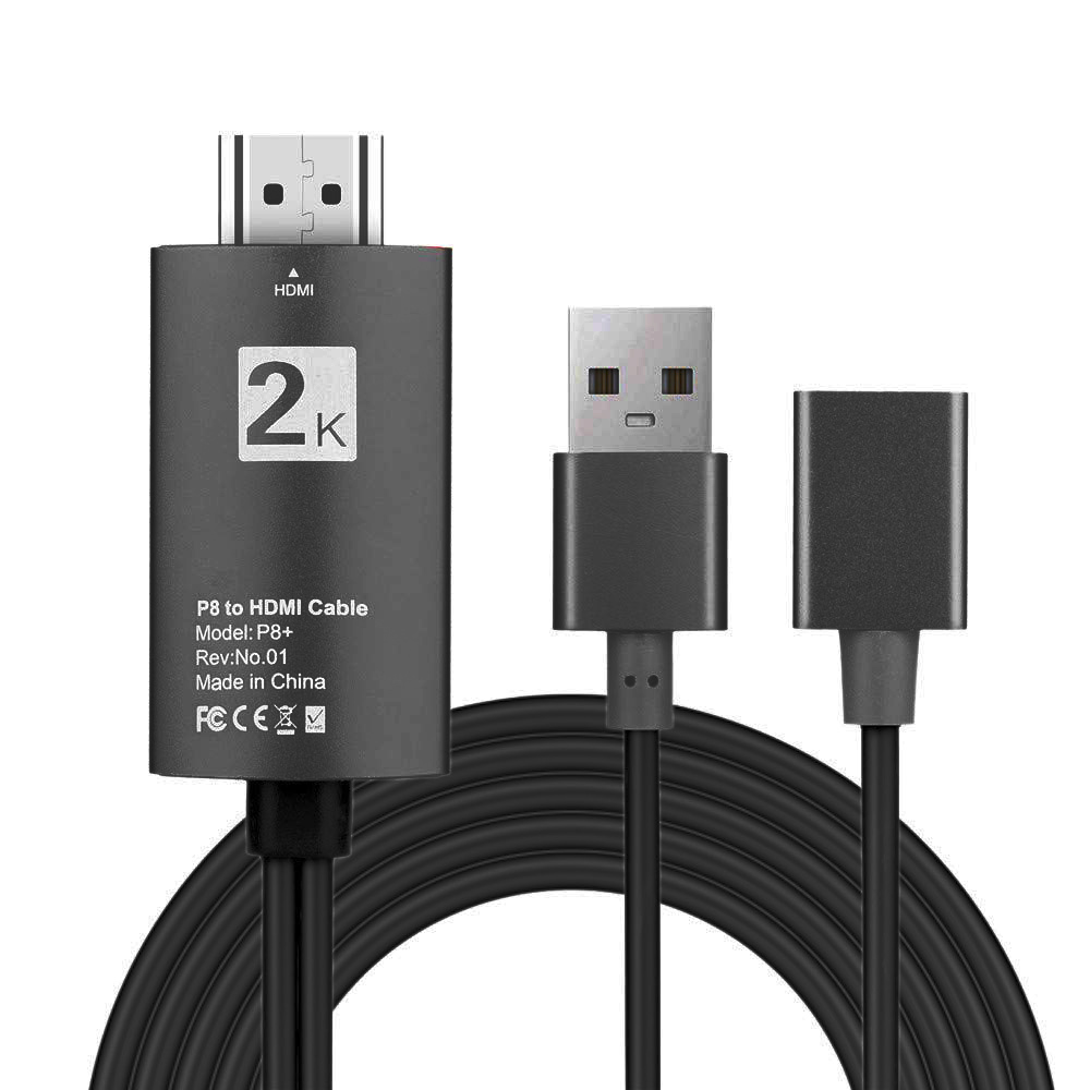 CAB-H080 POWERTECH Καλώδιο USB (F) σε HDMI CAB-H080 με USB τροφοδοσία, 1m, μαύρο - 5210131026274 - Image 1