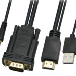 POWERTECH καλώδιο HDMI & USB σε VGA & 3.5mm CAB-H111, 1080p, 5m, μαύρο - 5210131008973