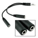 POWERTECH καλώδιο 3.5mm αρσενικό σε 2x 3.5mm θηλυκό CAB-J011 0.2m, μαύρο - 5210131014967