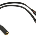 POWERTECH καλώδιο 2x 3.5mm σε 3.5mm θηλυκό CAB-J047, 0.2m, μαύρο - 5210131035887