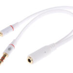 POWERTECH καλώδιο 2x 3.5mm σε 3.5mm θηλυκό CAB-J048, 0.2m, λευκό - 5210131035894