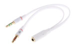 POWERTECH καλώδιο 2x 3.5mm σε 3.5mm θηλυκό CAB-J048, 0.2m, λευκό - 5210131035894