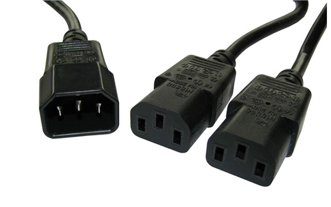 CAB-P008 POWERTECH καλώδιο τροφοδοσίας CAB-P008 F/2xM 3pin, 1.5m, μαύρο - 5210131022368 - Image 1