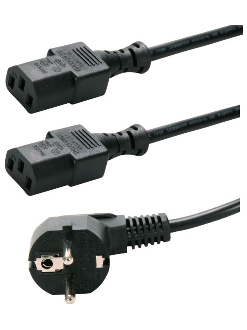 CAB-P009 POWERTECH καλώδιο τροφοδοσίας PC για σύνδεση 2 συσκευών P009, 3pin, 1.5m - 5210131019207 - Image 1