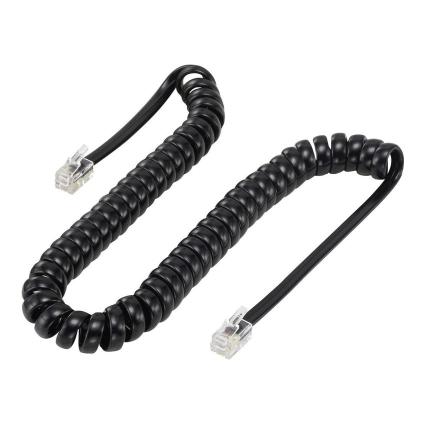 CAB-T015 POWERTECH καλώδιο τηλεφώνου RJ10 4P4C CAB-T015, Spiral, 5m, μαύρο - 5210131021781 - Image 1