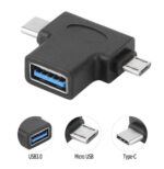 POWERTECH αντάπτορας USB σε USB-C & Micro USB CAB-U117, 5Gbps, μαύρος - 5210131006955 - Image 2