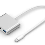 POWERTECH docking station CAB-UC004, 3 θυρών, USB-C σύνδεση, ασημί - 5210131006993