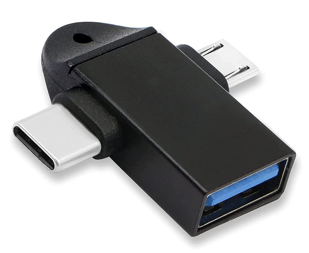CAB-UC090 POWERTECH αντάπτορας USB σε USB-C & micro USB CAB-UC090, 5Gbps, μαύρος - 5210131120699 - Image 1