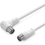 POWERTECH καλώδιο κεραίας RF αρσενικό - RF αρσενικό CAB-V029, γωνιακό, λευκό, 1.5m - 5210131007891