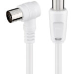 POWERTECH καλώδιο κεραίας RF αρσενικό - RF θηλυκό CAB-V040, γωνιακό, λευκό, 1.5m - 5210131120668