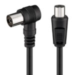 POWERTECH καλώδιο κεραίας RF αρσενικό - RF θηλυκό CAB-V041, γωνιακό, μαύρο, 1.5m - 5210131120675