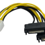 POWERTECH καλώδιο EPS 8pin σε 2x SATA 15pin CAB-W039, 15cm - 5210131042922