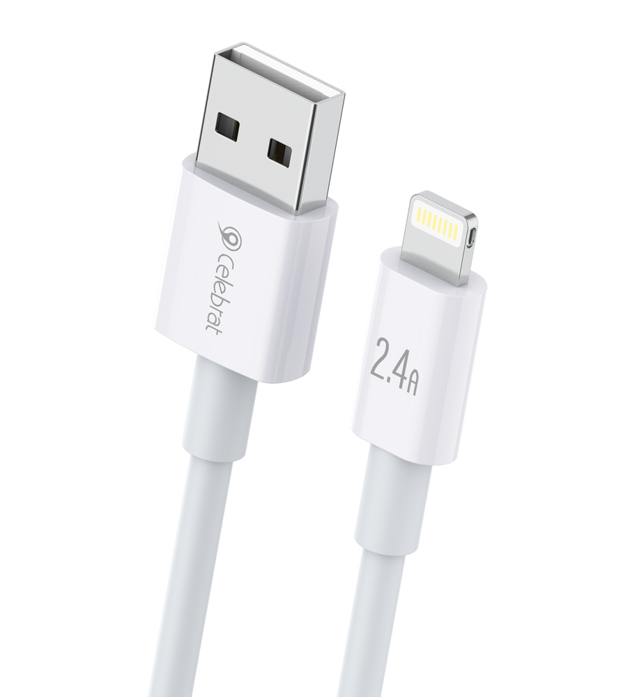 CB-24L CELEBRAT καλώδιο Lightning σε USB CB-24L, 2.4A, 1.2m, λευκό - 6925146982208 - Image 1