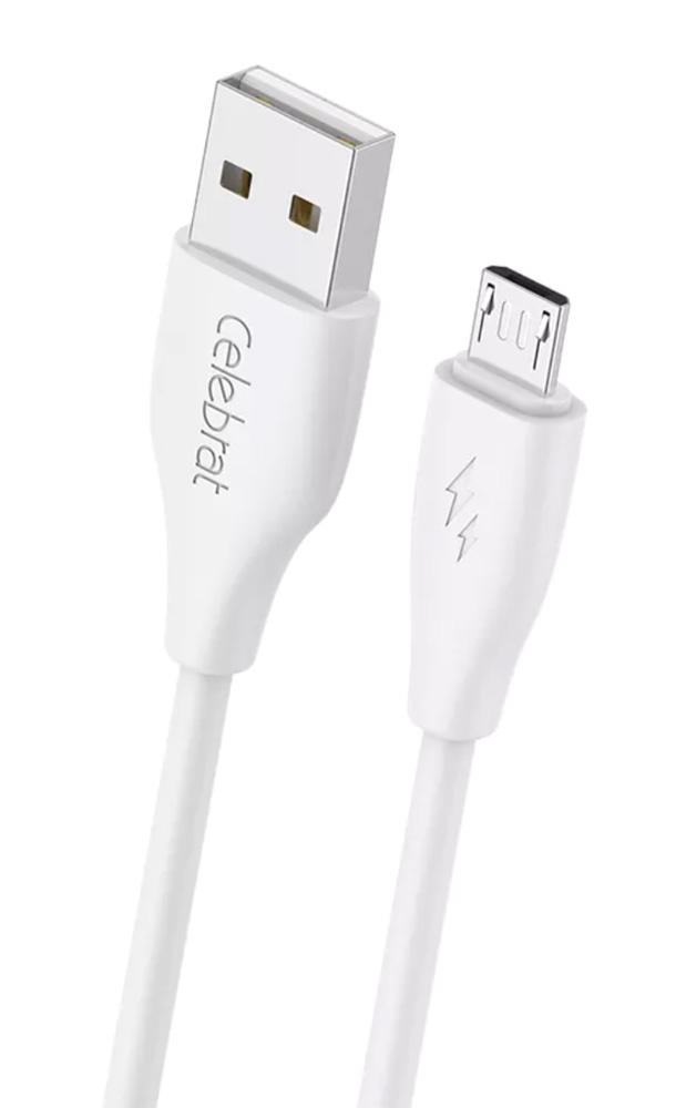CB-31A-M-WH CELEBRAT καλώδιο micro USB σε USB CB-31, 3A, 480Mbps, 1m, λευκό - 6925146983052 - Image 1