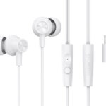 CELEBRAT earphones με μικρόφωνο G38, USB-C σύνδεση, 10mm, 1.2m, λευκά - 6925146951815