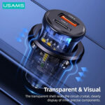 USAMS φορτιστής αυτοκινήτου US-CC164, USB & USB-C, 30W, μαύρος - 6958444901404 - Image 2