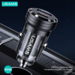 USAMS φορτιστής αυτοκινήτου US-CC175, USB & USB-C, 45W, QC & PD, μαύρος - 6958444904160 - Image 2