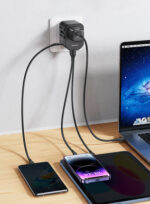 USAMS φορτιστής/αντάπτορας πρίζας US-CC179, USB-C & 2x USB, universal, 20W, μαύρος - 6958444904641 - Image 2