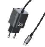 USAMS φορτιστής τοίχου CC264 με καλώδιο, USB-C, 30W, GaN, μαύρος - 6958444992686