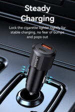 USAMS φορτιστής αυτοκινήτου CC283, USB & USB-C, 60W, μαύρος - 6958444992518 - Image 2