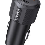 USAMS φορτιστής αυτοκινήτου CC283, USB & USB-C, 60W, μαύρος - 6958444992518
