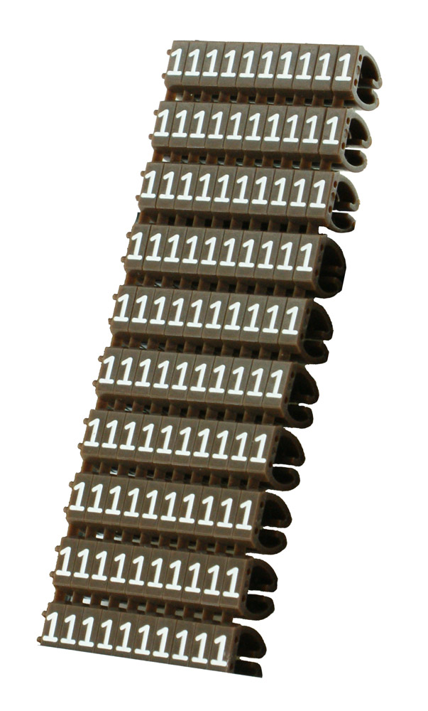CLIP-002 POWERTECH Clip αρίθμησης καλωδίου Νο 1, Brown, 10τεμ. - 5201906201729 - Image 1