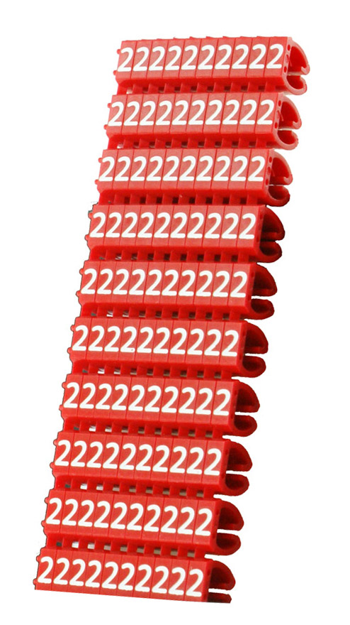 CLIP-003 POWERTECH Clip αρίθμησης καλωδίου Νο 2, Red, 10τεμ. - 5210131046289 - Image 1