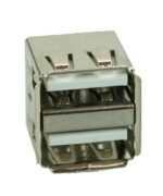 USB 2.0 Connector Double, down, Silver/White -