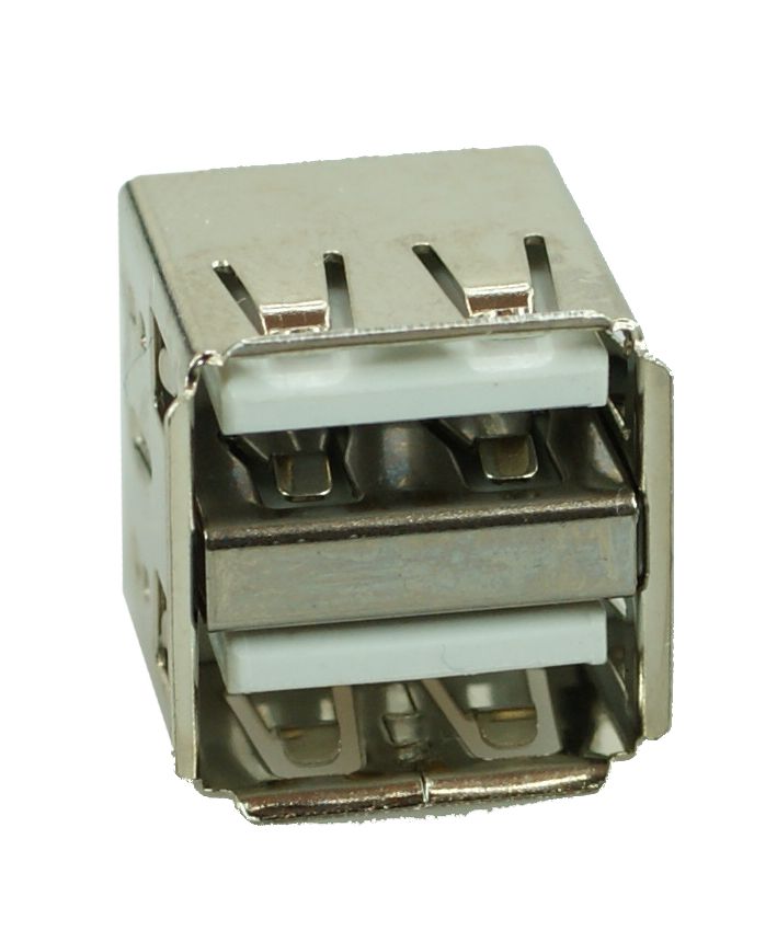 CON-U006 USB 2.0 Connector Double, down, Silver/White - - Image 1