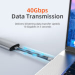 CABLETIME καλώδιο USB-C CT-FU4-AG, flat, 240W, 40Gbps, 8K/60Hz, USB4, 0.15m, μαύρο - 5210131108932 - Image 2
